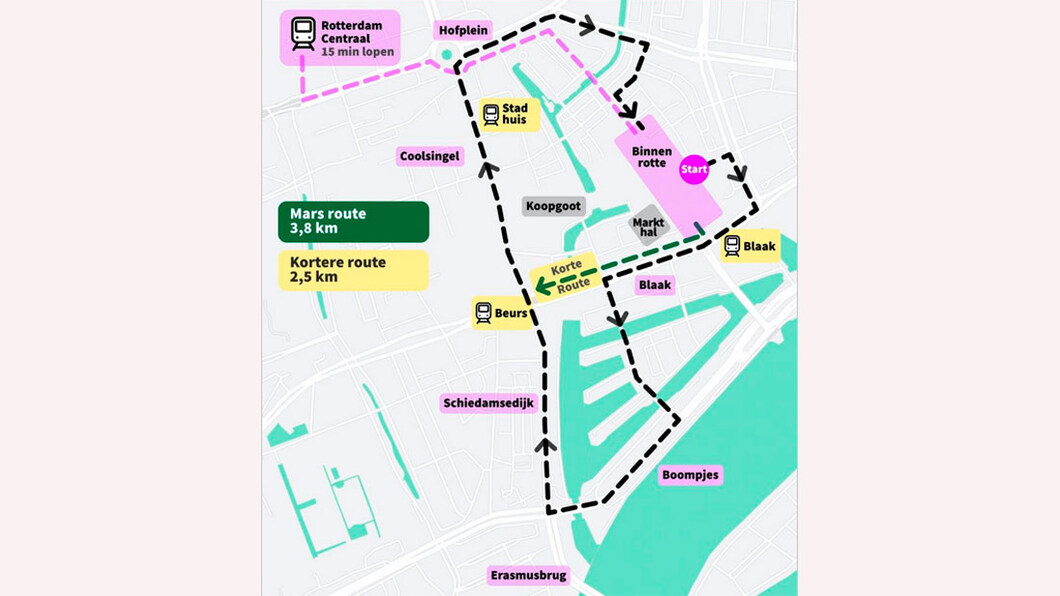 Route Klimaatmars Rotterdam - 19 juni 2022