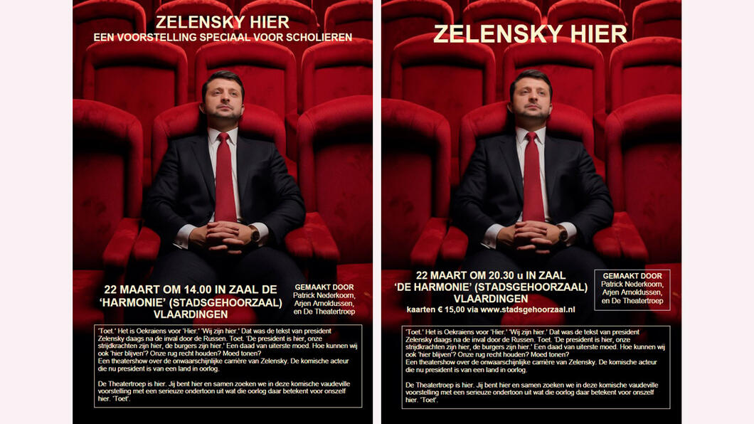 U bent uitgenodigd voor de theatervoorstelling ‘Zelensky Hier‘ - maart 2024