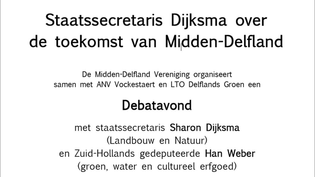 Debatavond over Midden-Delfland op 1 december 2014