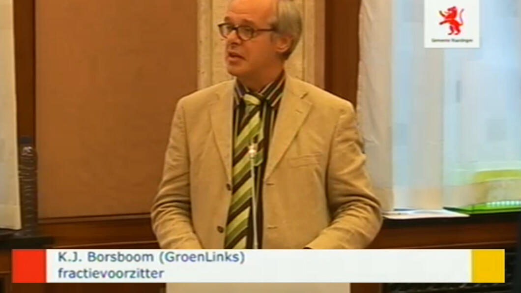 Kees Borsboom tijdens Vlaardingse gemeenteraad 25 juni 2015 GroenLinks fractievoorzitter Kees Borsboom tijdens Vlaardingse gemeenteraad 25 juni 2015