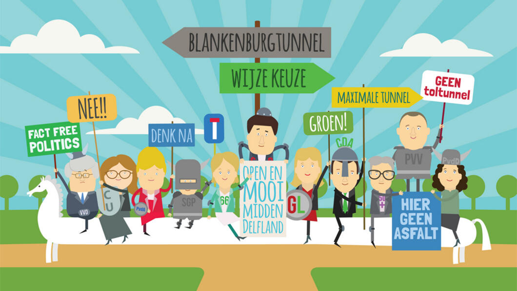Tekening: Michiel Moormann GroenLinks tegen Blankenburgtunnel!