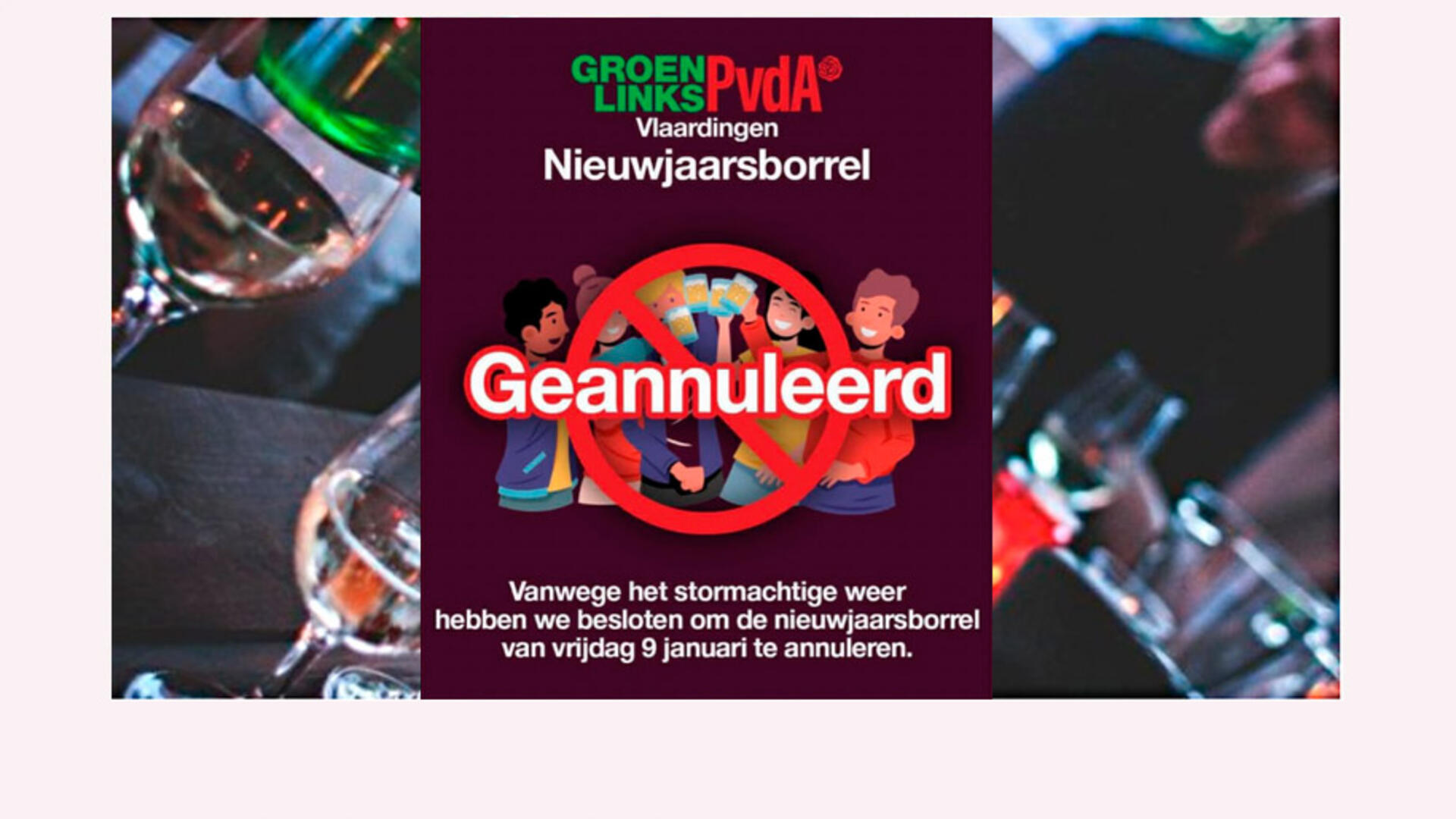 Annulering nieuwjaarsborrel 9 januari 2026