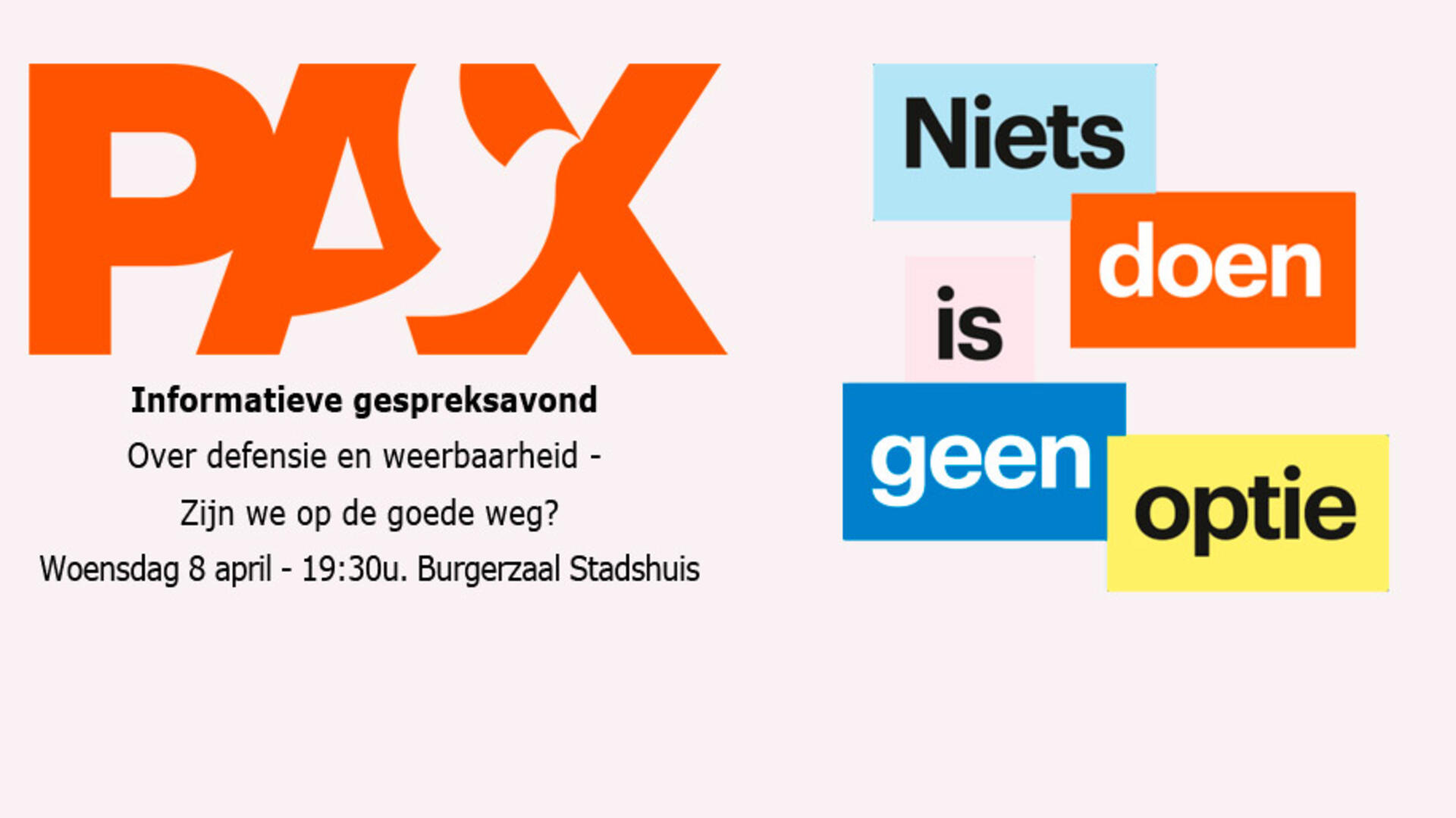 Uitnodoging: Gespreksavond PAX: Zijn we op de goede weg - 14 maart 2026