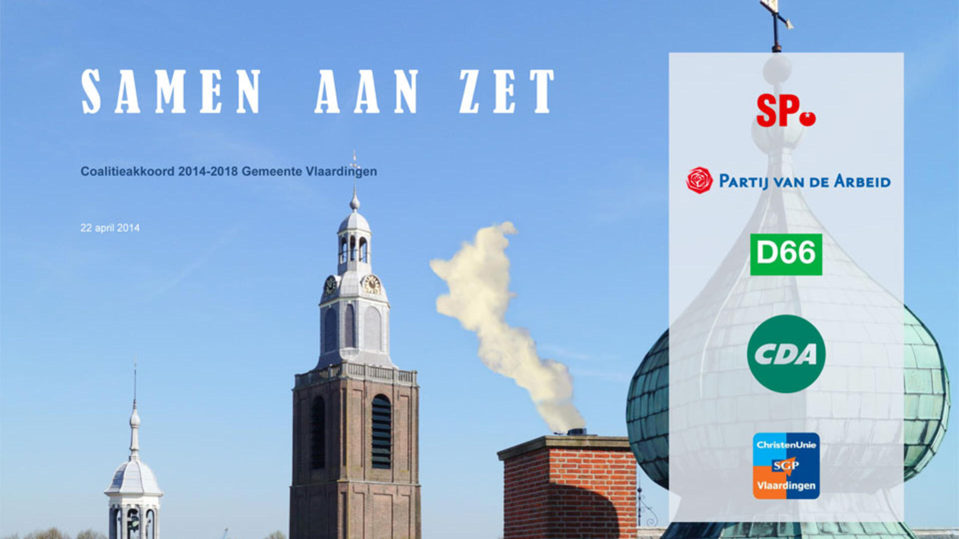 Kaft Coalitieakkoord Vlaardingen 2014-2018