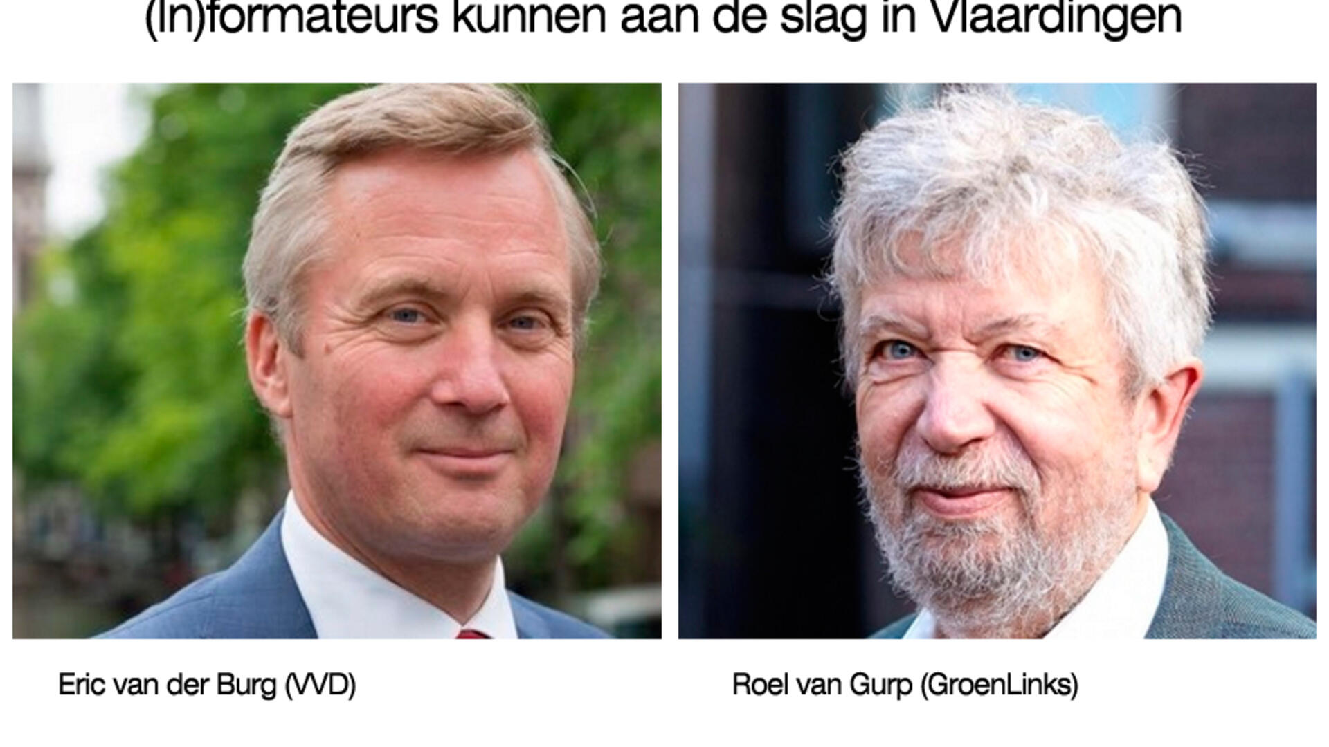 Eric van der Burg (VVD) en Roel van Gurp (GroenLinks) worden de twee informateurs die aan de slag gaan in Vlaardingen - 21 maart 2019 