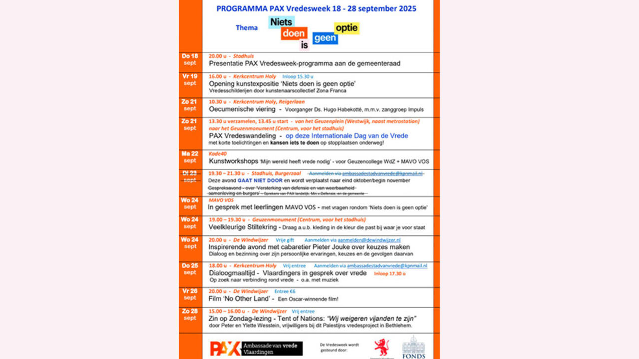 Programma Vredesweek Vlaardingen 2025